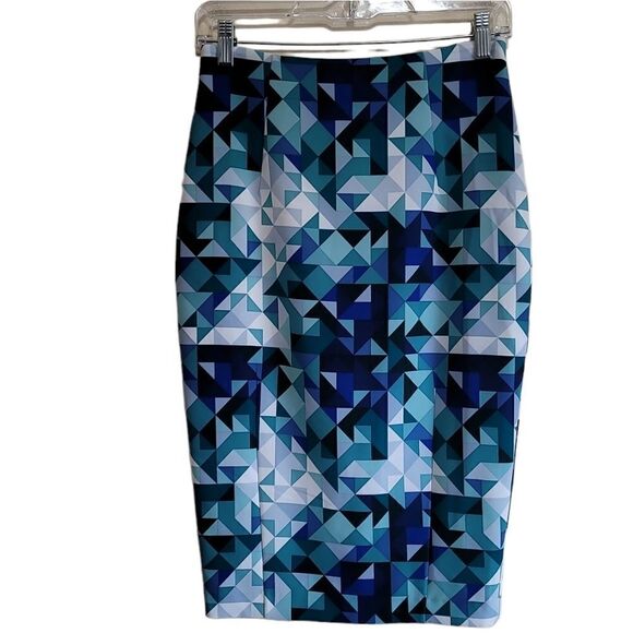HM Green Multicolored Pencil Skirt Sz 6 - Picture 1 of 8